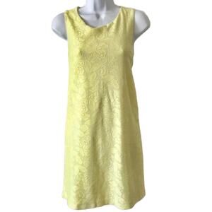 H&M Yellow Floral Lace Overlay mini shift dress S